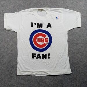 Vintage Chicago Cubs Shirt Youth 10-12 MLB Baseball Made USA Slogan White 80s